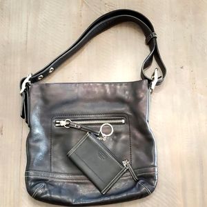 Coach black leather sholder/crossbody bag